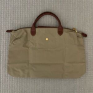 Longchamp Le Pliage Work Bag with Brown Handles